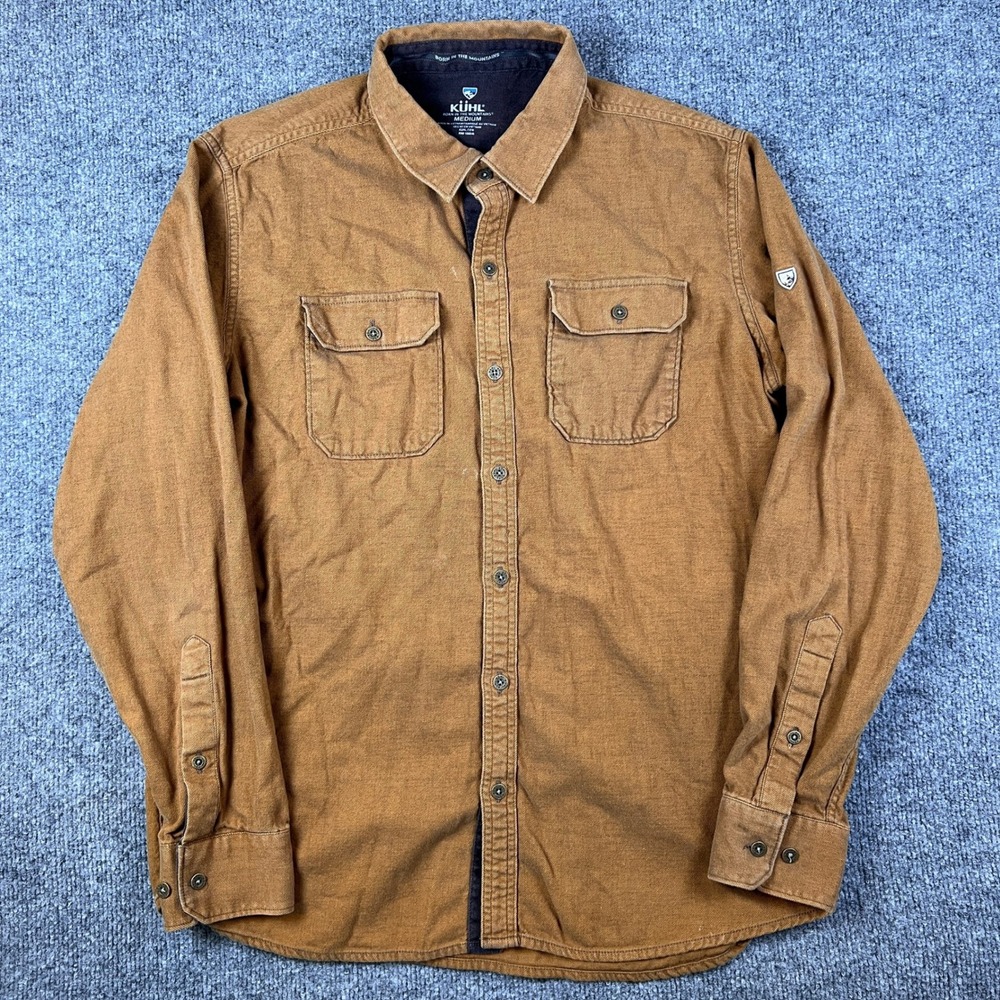 Kuhl Descendr Flannel Shirt Mens M Brown Long Sleeve Button Up Hiking 7244